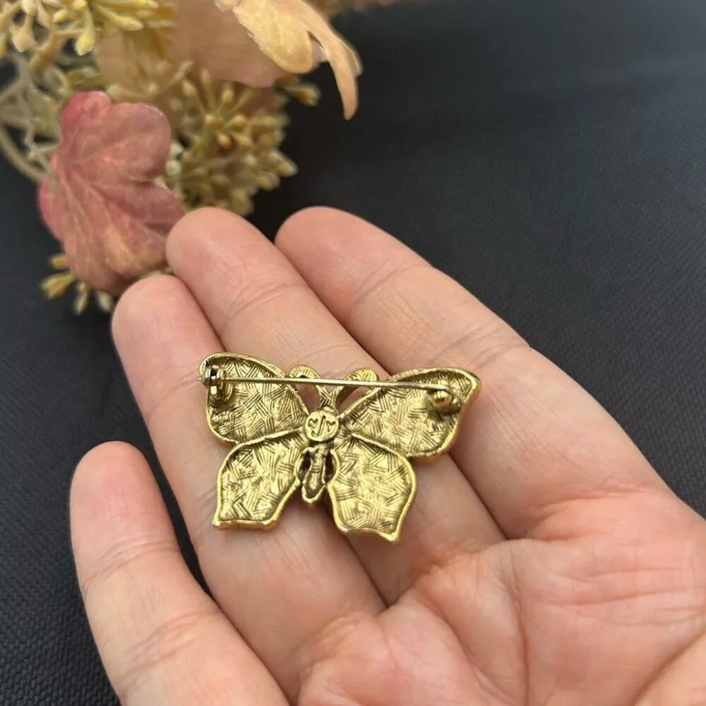 Vintage Jones New York Butterfly Brooch 1960s Brooch, Rhinestone Crystal Brooch